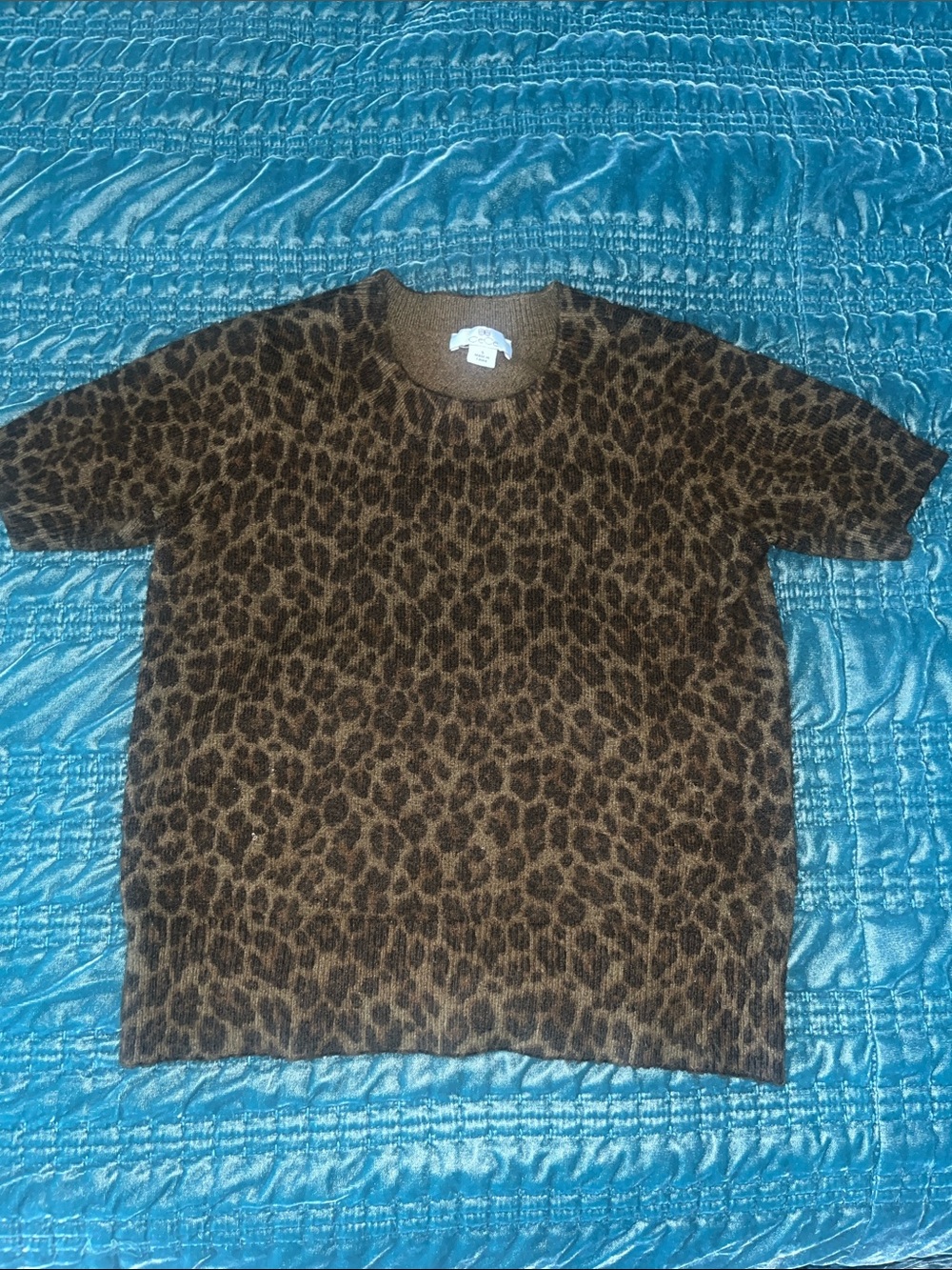 CeCe Brown Leopard Print Crewneck Sweater